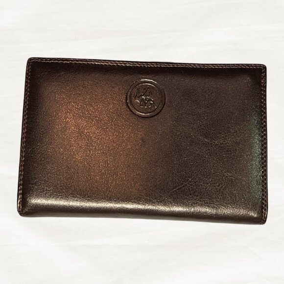 Emmanuel Leather Wallet | Brown & Orange Accordion Style Large Wallet - Picture 2 of 3